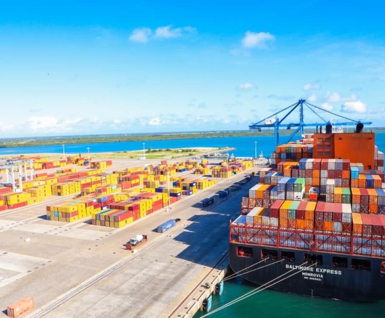 MV Baltimore Express- the largest vessel ever to dock at any Port in East and Central Africa at the Port of Lamu