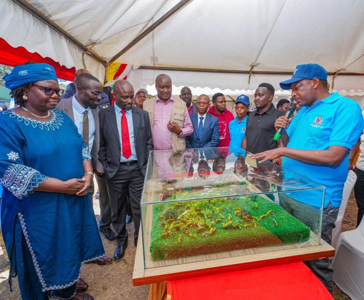 East African Community Cabinet Secretary (CS) Beatrice Askul (left) Water CS Erick Mugaa (centre), Bomet Governor Prof. Hillary Barchok (right) amongst other partners during the 15th Mara Day celebrations in Bomet.