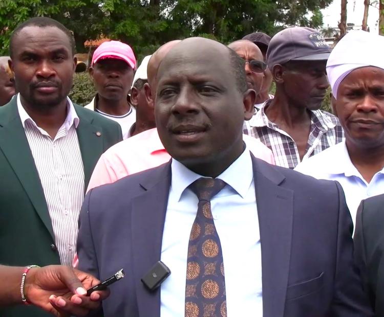 NIA chairperson Eng. Gilbert Maluki speaking to media in Mwea,Kirinyaga County